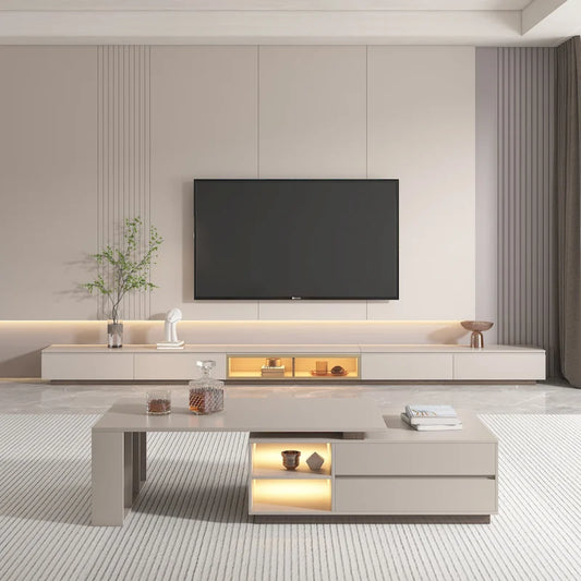 Modern Rectangular Extendable Coffee Table with Drawer Storage