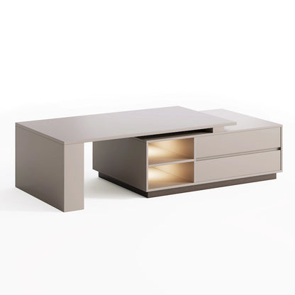 Modern Rectangular Extendable Coffee Table with Drawer Storage