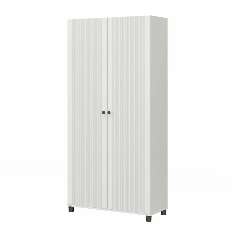 Avenue Greene Baldwin Fluted 36 in. Wide 2 Door Storage Cabinet, White
