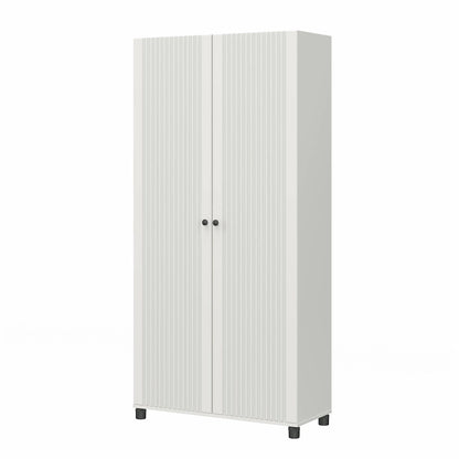 Avenue Greene Baldwin Fluted 36 in. Wide 2 Door Storage Cabinet, White
