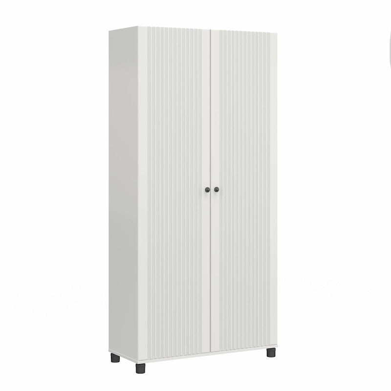 Avenue Greene Baldwin Fluted 36 in. Wide 2 Door Storage Cabinet, White