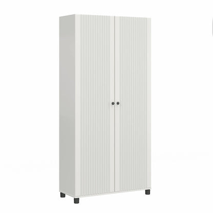 Avenue Greene Baldwin Fluted 36 in. Wide 2 Door Storage Cabinet, White