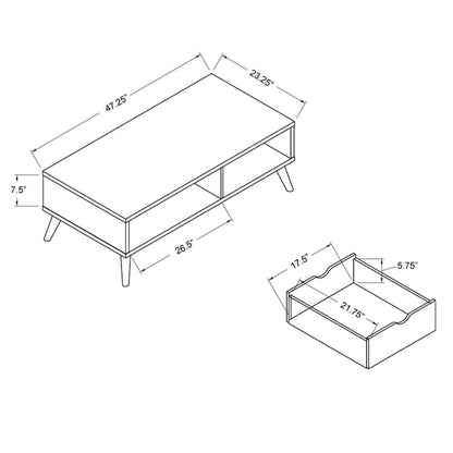 Bjua Modern White 47-inch 1-Shelf Coffee Table by Furniture of America