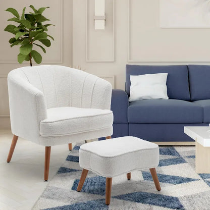 Andeworld Accent Chair with Ottoman, Upholstered Modern Single Sofa Side Chair,Comfy Barrel Club Living Room Armchair
