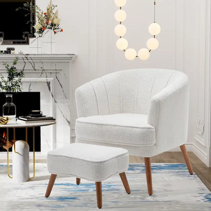 Andeworld Accent Chair with Ottoman, Upholstered Modern Single Sofa Side Chair,Comfy Barrel Club Living Room Armchair