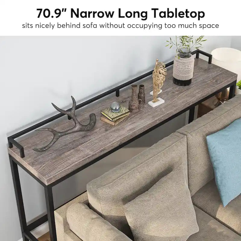70.9 Extra Long Sofa Console Table, Behind The Couch Table Narrow Entryway Table