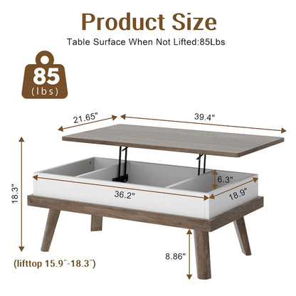 Futzca Wood Coffee Table with Hidden Compartment