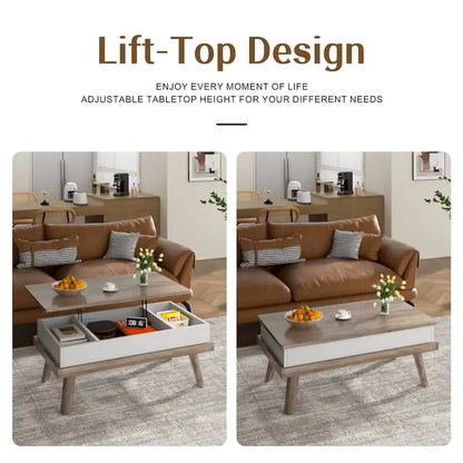 Futzca Wood Coffee Table with Hidden Compartment