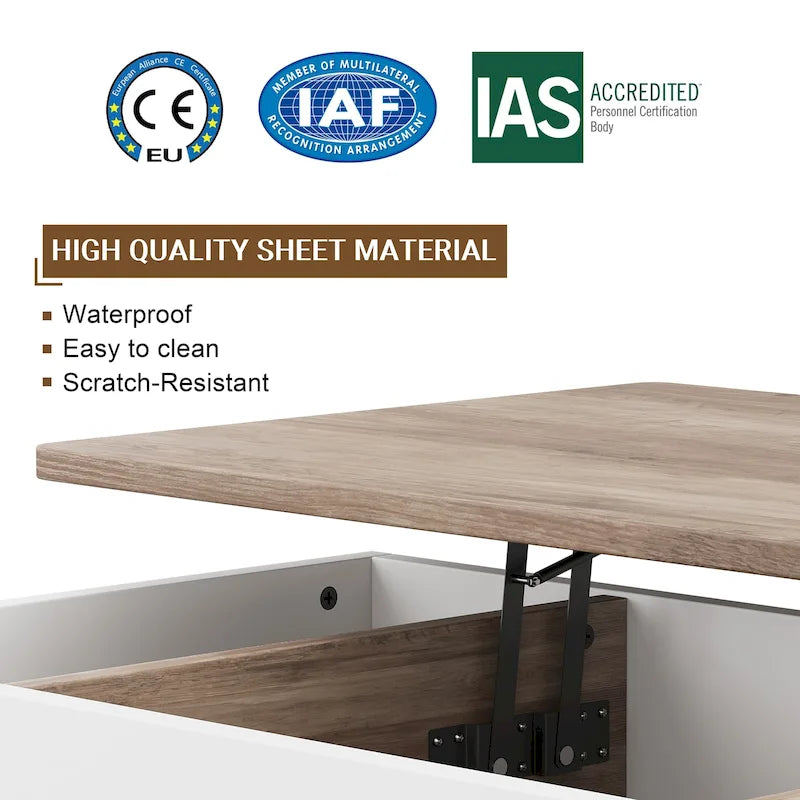 Futzca Wood Coffee Table with Hidden Compartment