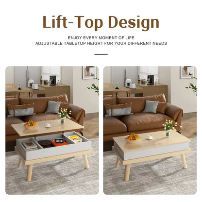 Futzca Wood Coffee Table with Hidden Compartment