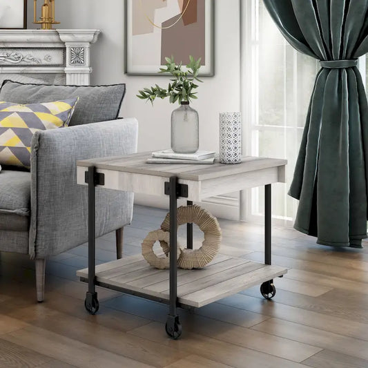 Hyssop Farmhouse 24-inch Steel 1-Shelf End Table by Furniture of America