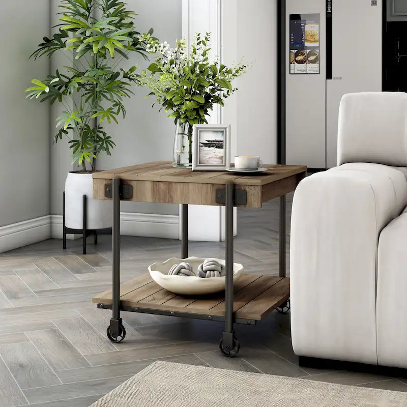 Hyssop Farmhouse 24-inch Steel 1-Shelf End Table by Furniture of America