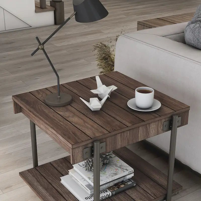 Hyssop Farmhouse 24-inch Steel 1-Shelf End Table by Furniture of America