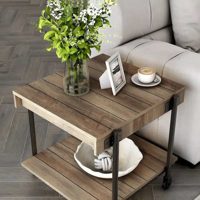 Hyssop Farmhouse 24-inch Steel 1-Shelf End Table by Furniture of America
