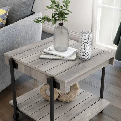 Hyssop Farmhouse 24-inch Steel 1-Shelf End Table by Furniture of America