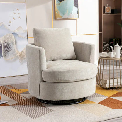 Modern Upholstered Swivel Barrel Chair for Living Room