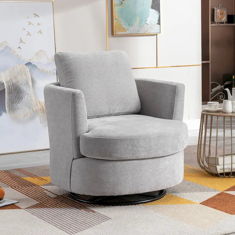 Modern Upholstered Swivel Barrel Chair for Living Room