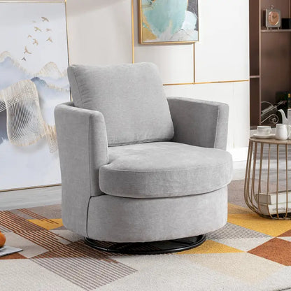 Modern Upholstered Swivel Barrel Chair for Living Room