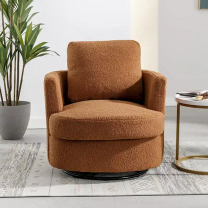 Modern Upholstered Swivel Barrel Chair for Living Room