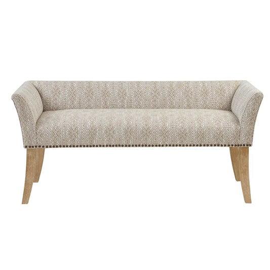 Madison Park Welburn 49.5 Upholstered Bench with Back & Wood Legs