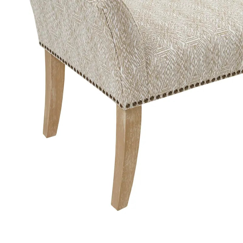 Madison Park Welburn 49.5 Upholstered Bench with Back & Wood Legs