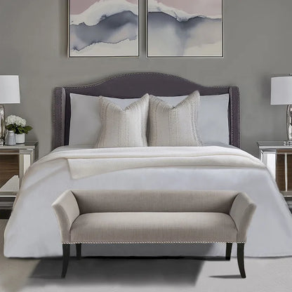 Madison Park Welburn 49.5 Upholstered Bench with Back & Wood Legs