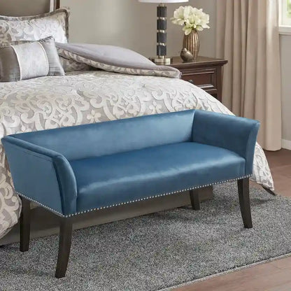 Madison Park Welburn 49.5 Upholstered Bench with Back & Wood Legs