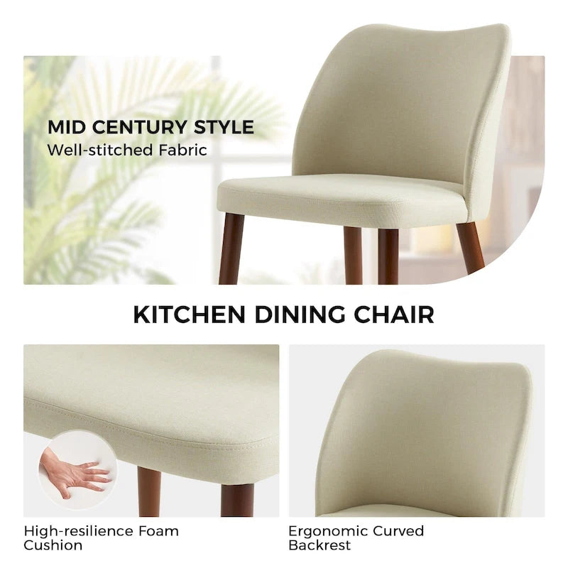 Melisa Upholstered Solid Wood Dining Chair Set of 2 by HULALA HOME