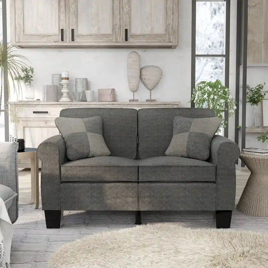 Nele Contemporary Linen Fabric Padded Loveseat by Furniture of America