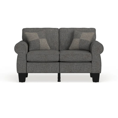 Nele Contemporary Linen Fabric Padded Loveseat by Furniture of America