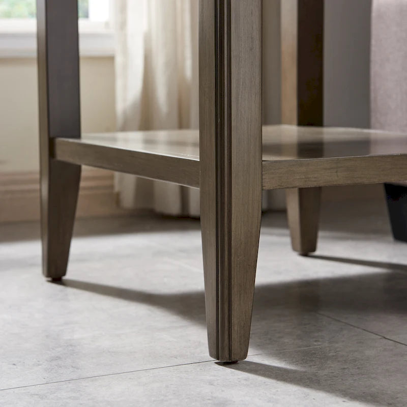 Laurent 20 in. Solid Wood End Table with Shelf and Drawer