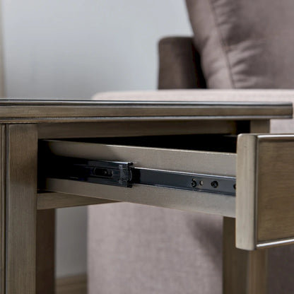 Laurent 20 in. Solid Wood End Table with Shelf and Drawer
