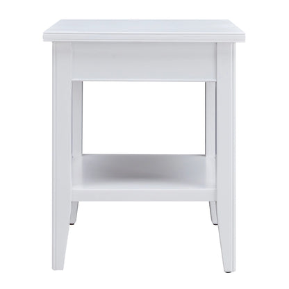 Laurent 20 in. Solid Wood End Table with Shelf and Drawer