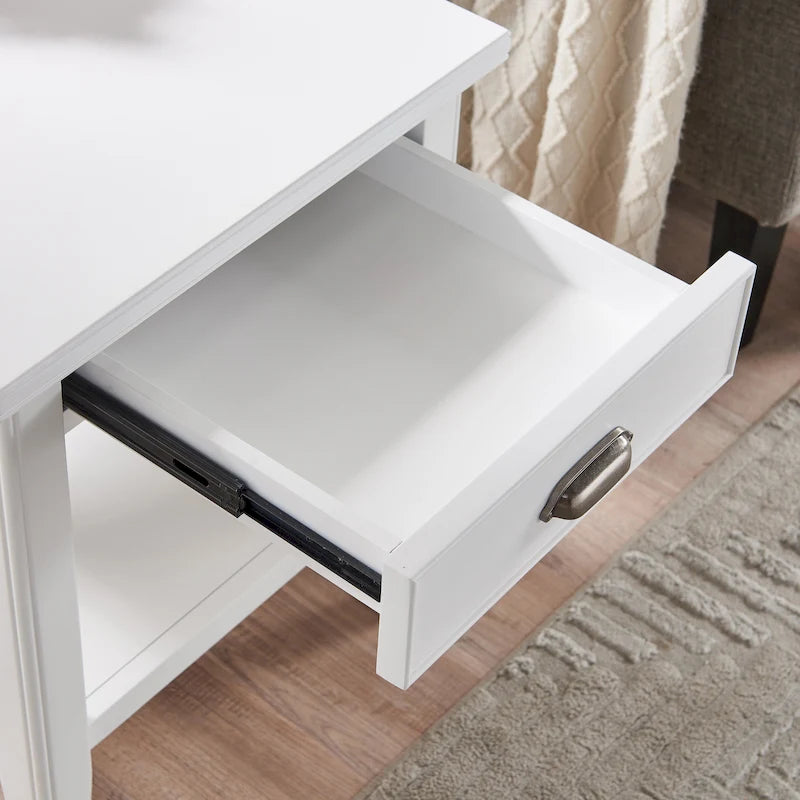 Laurent 20 in. Solid Wood End Table with Shelf and Drawer