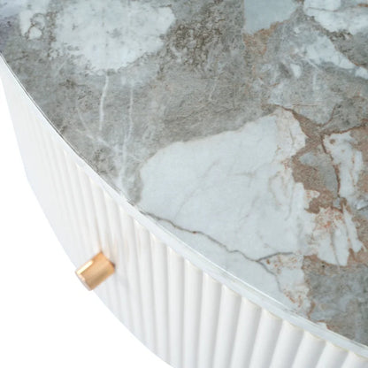 Modern Round Coffee Table with 2 large Drawers Storage