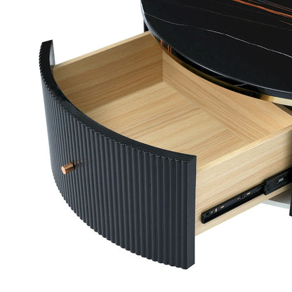 Modern Round Coffee Table with 2 large Drawers Storage