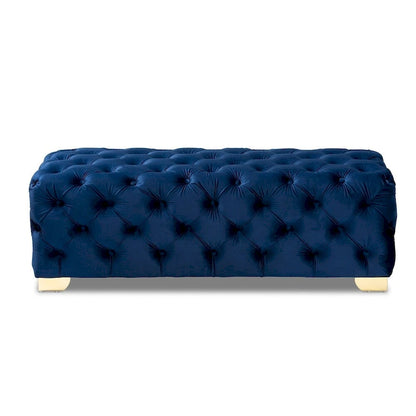 Gracewood Hollow Solanki Velvet Fabric Ottoman Bench