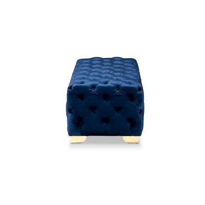 Gracewood Hollow Solanki Velvet Fabric Ottoman Bench