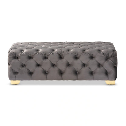 Gracewood Hollow Solanki Velvet Fabric Ottoman Bench