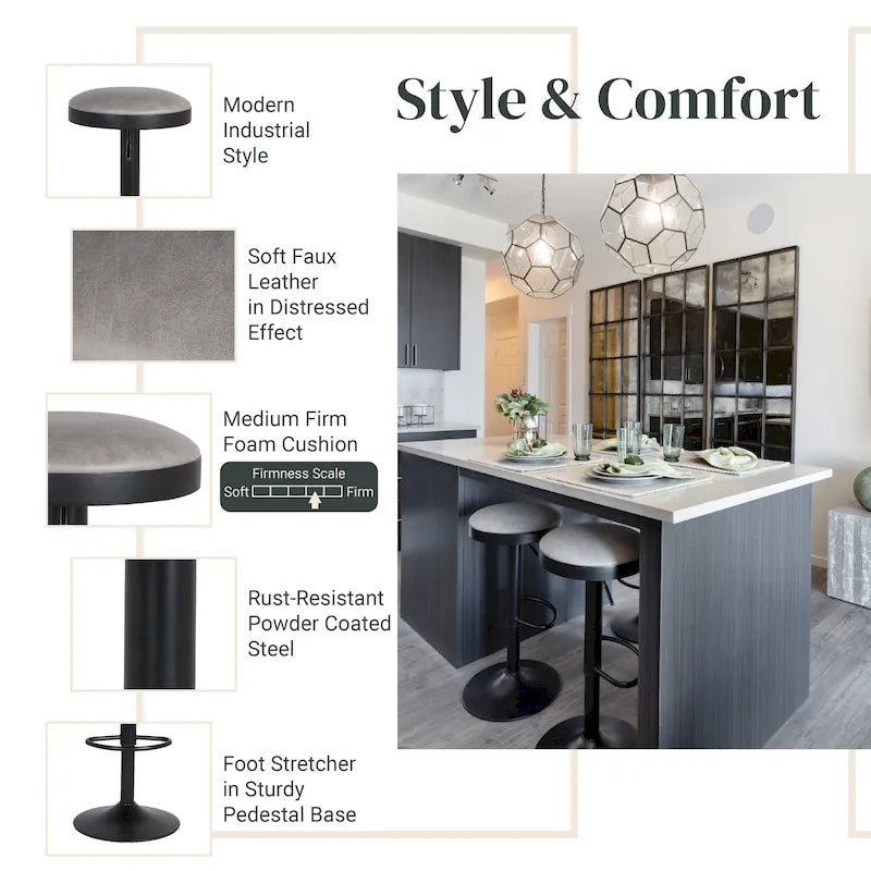 Juno Gaslift Backless Swivel Bar Stool,Set of 2