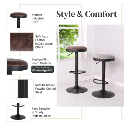 Juno Gaslift Backless Swivel Bar Stool,Set of 2