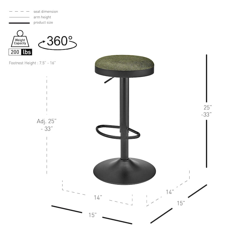 Juno Gaslift Backless Swivel Bar Stool,Set of 2