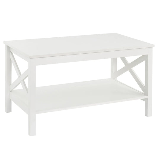 The Gray Barn Xanadu Hill X-frame Two-tier Coffee Table with Shelf