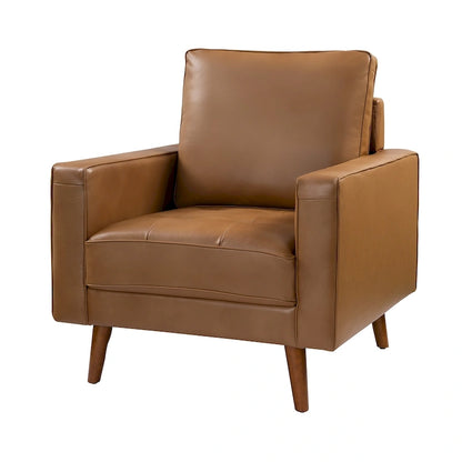Elizabeth Mid-century Genuine Leather Arm Chair by HULALA HOME
