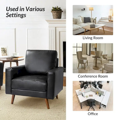 Elizabeth Mid-century Genuine Leather Arm Chair by HULALA HOME