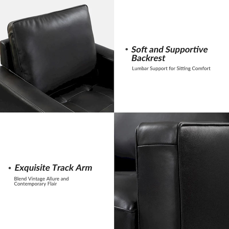 Elizabeth Mid-century Genuine Leather Arm Chair by HULALA HOME