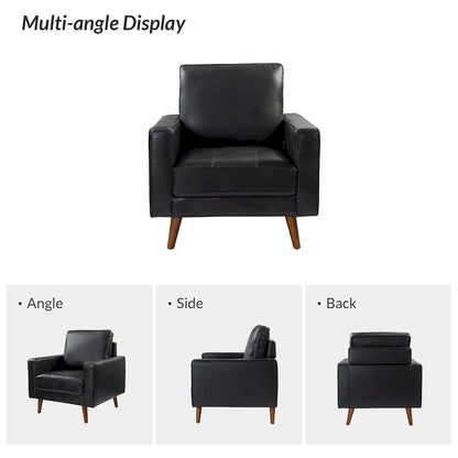 Elizabeth Mid-century Genuine Leather Arm Chair by HULALA HOME