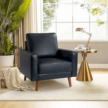 Elizabeth Mid-century Genuine Leather Arm Chair by HULALA HOME