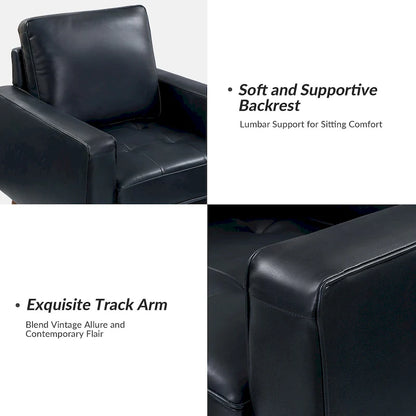 Elizabeth Mid-century Genuine Leather Arm Chair by HULALA HOME