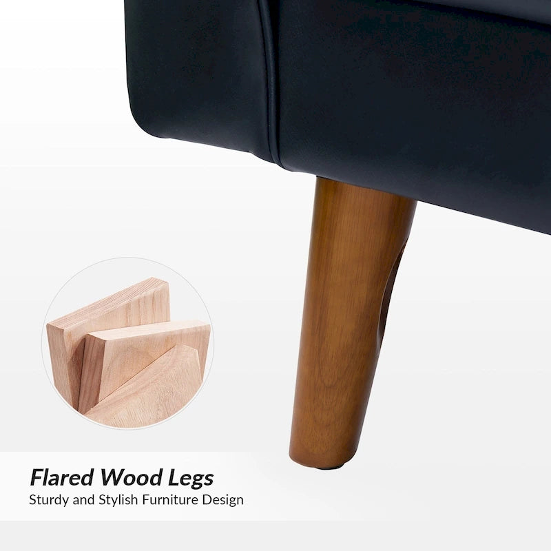 Elizabeth Mid-century Genuine Leather Arm Chair by HULALA HOME